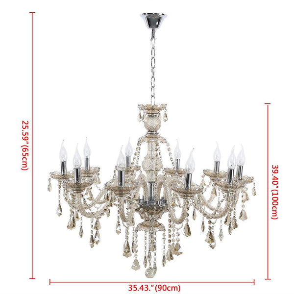 Ridgeyard Modern Luxurious 10 Lights K9 Crystal Chandelier  (Cognac Color)-Ridgeyard-