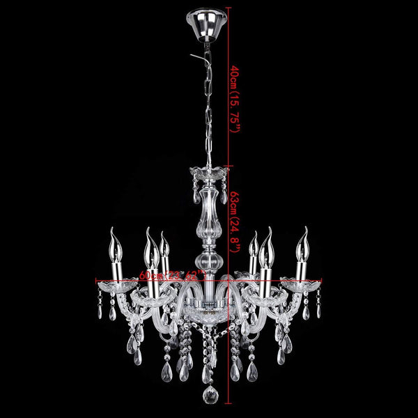 Ridgeyard Elegant Crystal Lamp Fixture Pendant 6 Light-Ridgeyard-