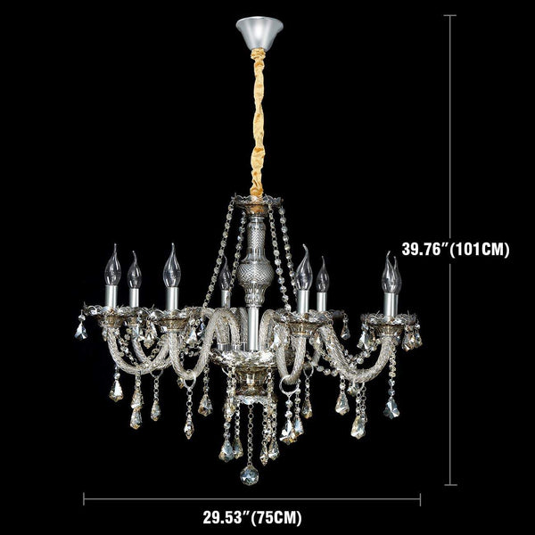 Ridgeyard  k9 Crystal Cognac Chandelier Light E12 Bulbs (8 Lights)-Ridgeyard-