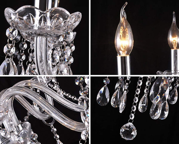 Ridgeyard Elegant Crystal Lamp Fixture Pendant 6 Light-Ridgeyard-