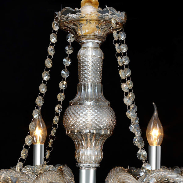 Ridgeyard  k9 Crystal Cognac Chandelier Light E12 Bulbs (8 Lights)-Ridgeyard-