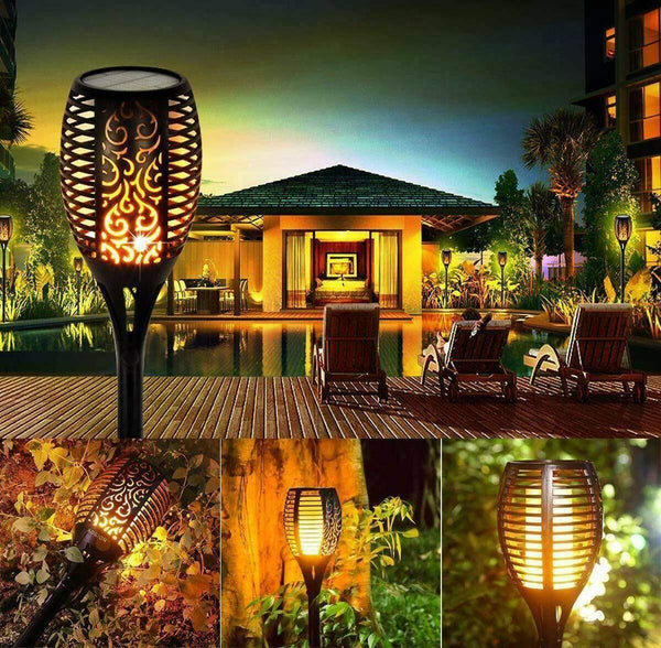 Ridgeyard 4Pcs 96LED Waterproof Solar Tiki Torch Light Dancing Flickering Flame Lamp-Ridgeyard-