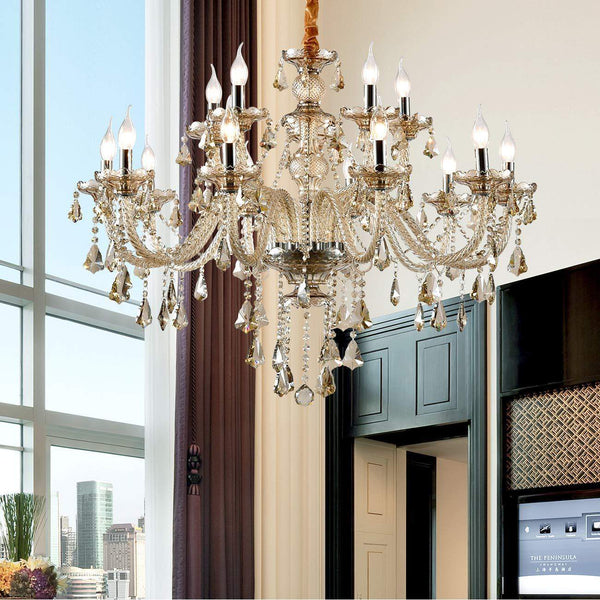 Ridgeyard E12 15 Ligths Crystal Candle Style Chandelier-Ridgeyard-