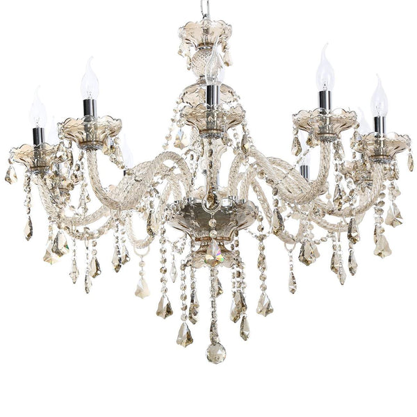 Ridgeyard Modern Luxurious 10 Lights K9 Crystal Chandelier  (Cognac Color)-Ridgeyard-