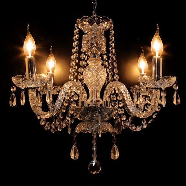 Ridgeyard Elegant Crystal Lamp Fixture Pendant 6 Light (Europe)