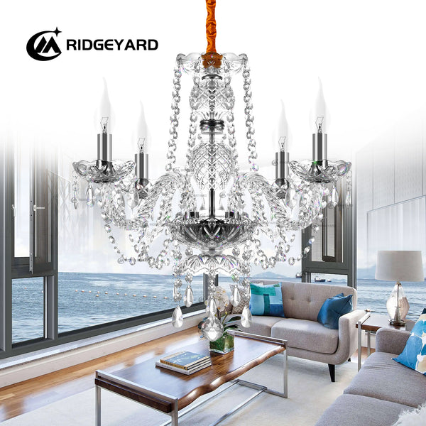 Ridgeyard 4 Lights Modern Luxurious Crystal Chandelier