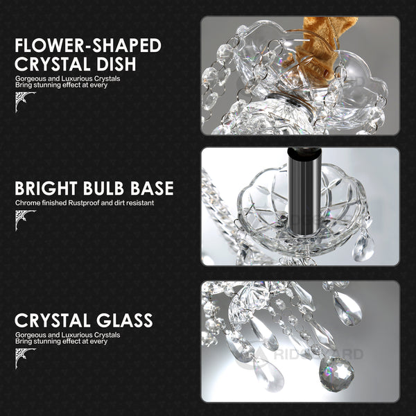 Ridgeyard 4 Lights Modern Luxurious Crystal Chandelier