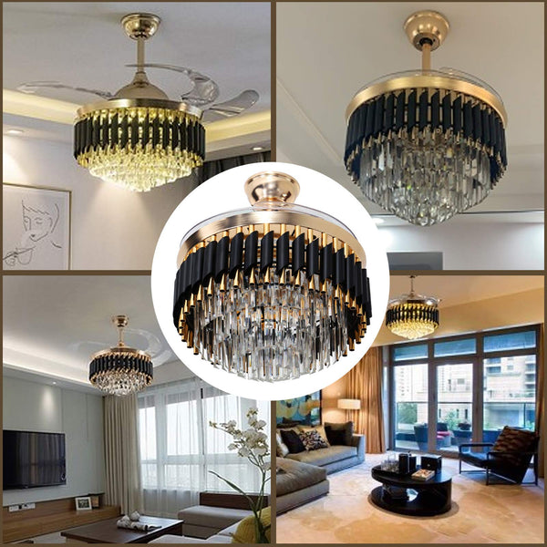 Ridgeyard 42" Crystal Ceiling Lamp Fan Light