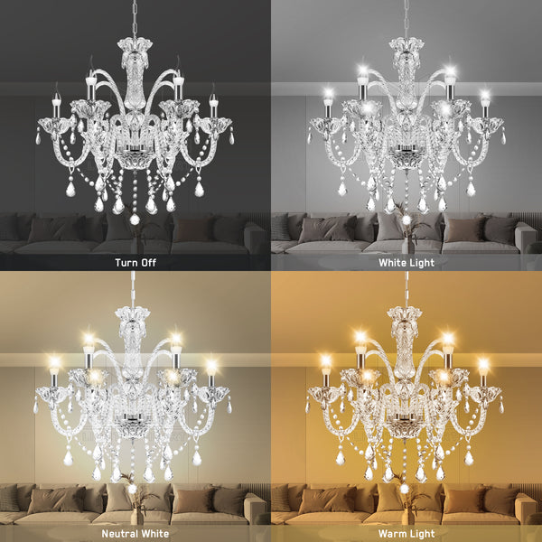 Ridgeyard 6 Lights Clear Maple Leaf K9 Crystal Chandelier (6 E12/E14 Bulbs Required)