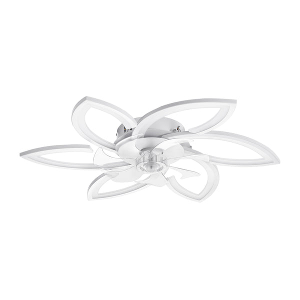 Ridgeyard Ceiling Fan With Light With Remote Control 2-in-1 Flush Mount Fan Light 3 Light Colors White Warm Light 6 Speeds Adjustable