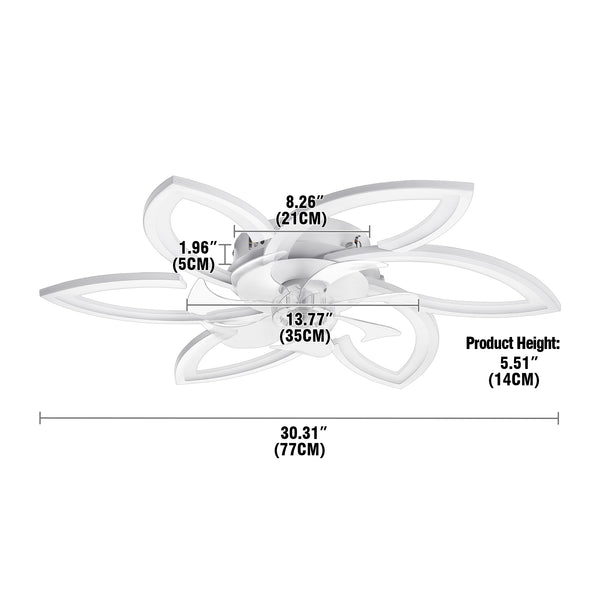 Ridgeyard Ceiling Fan With Light With Remote Control 2-in-1 Flush Mount Fan Light 3 Light Colors White Warm Light 6 Speeds Adjustable