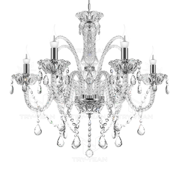 Ridgeyard 6 Lights Clear Maple Leaf K9 Crystal Chandelier (6 E12/E14 Bulbs Required)