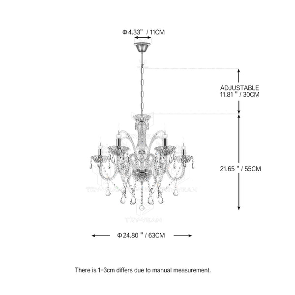 Ridgeyard 6 Lights Clear Maple Leaf K9 Crystal Chandelier (6 E12/E14 Bulbs Required)