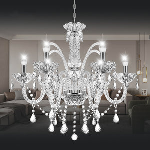 Ridgeyard 6 Lights Clear Maple Leaf K9 Crystal Chandelier (6 E12/E14 Bulbs Required)