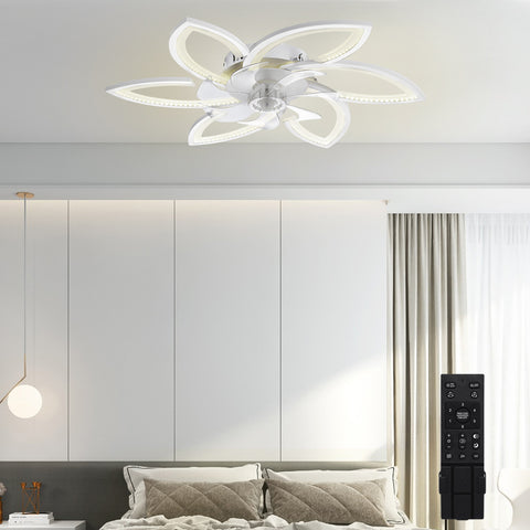 Ridgeyard Ceiling Fan With Light With Remote Control 2-in-1 Flush Mount Fan Light 3 Light Colors White Warm Light 6 Speeds Adjustable