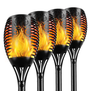 Ridgeyard 4Pcs 96LED Waterproof Solar Tiki Torch Light Dancing Flickering Flame Lamp-Ridgeyard-