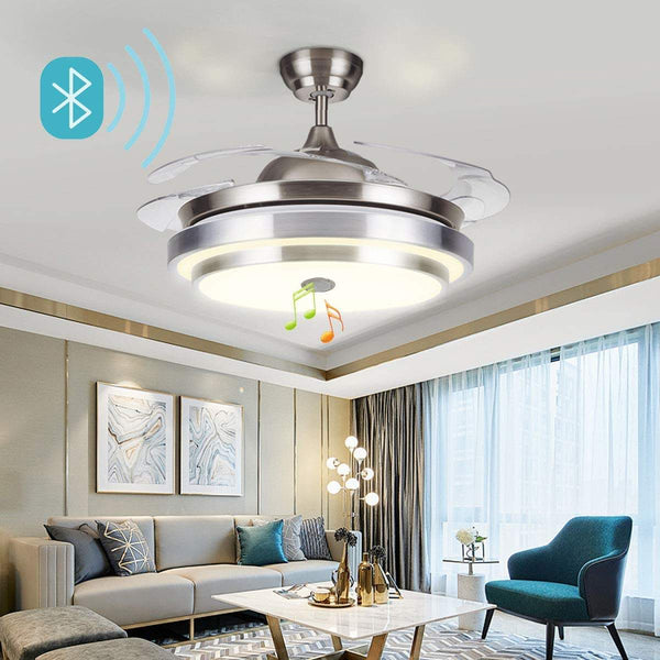 Ridgeyard 42" Ceiling Fan Lamp Bluetooth Speaker LED Chandelier-Ridgeyard-